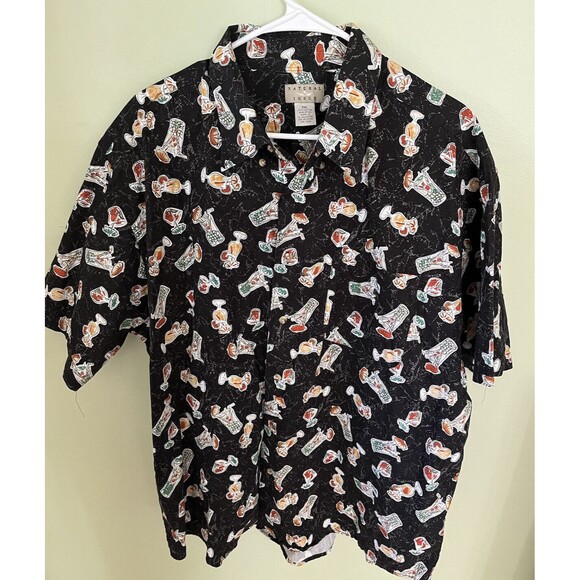 Natural Issue Men's Casual Button Down Shirt Black Cocktails Size XXL - Picture 1 of 5